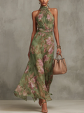 Livia - Robe Maxi Halter Fleurie