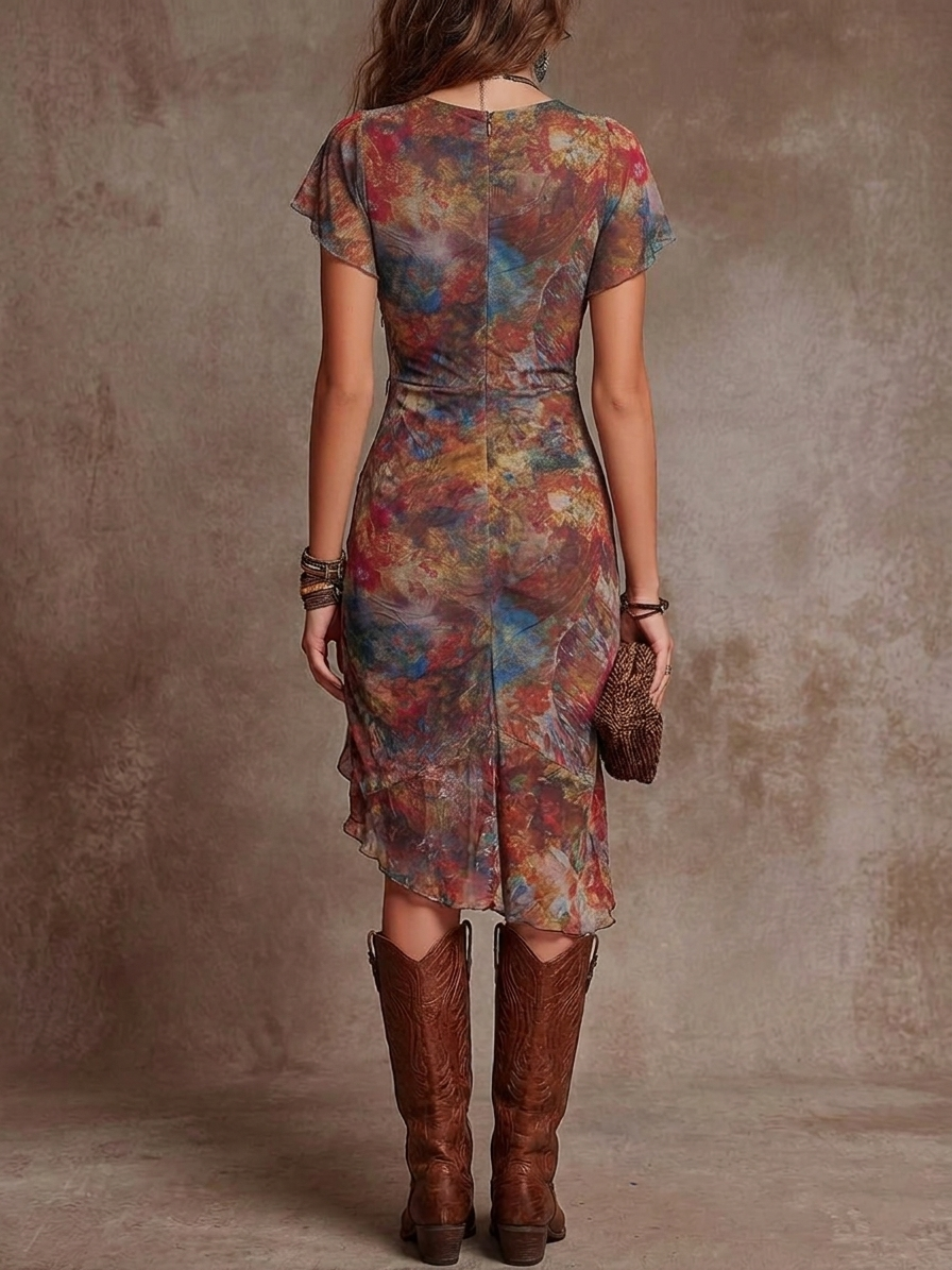 Dacly | Robe boho avec décolleté en V et silhouette plissée