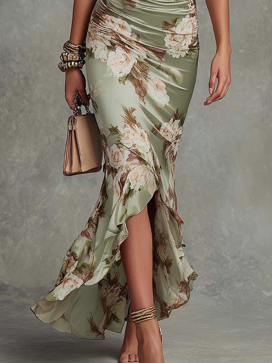 MOREAU LYON | ROBE EN SATIN FLORAL POUR FEMMES