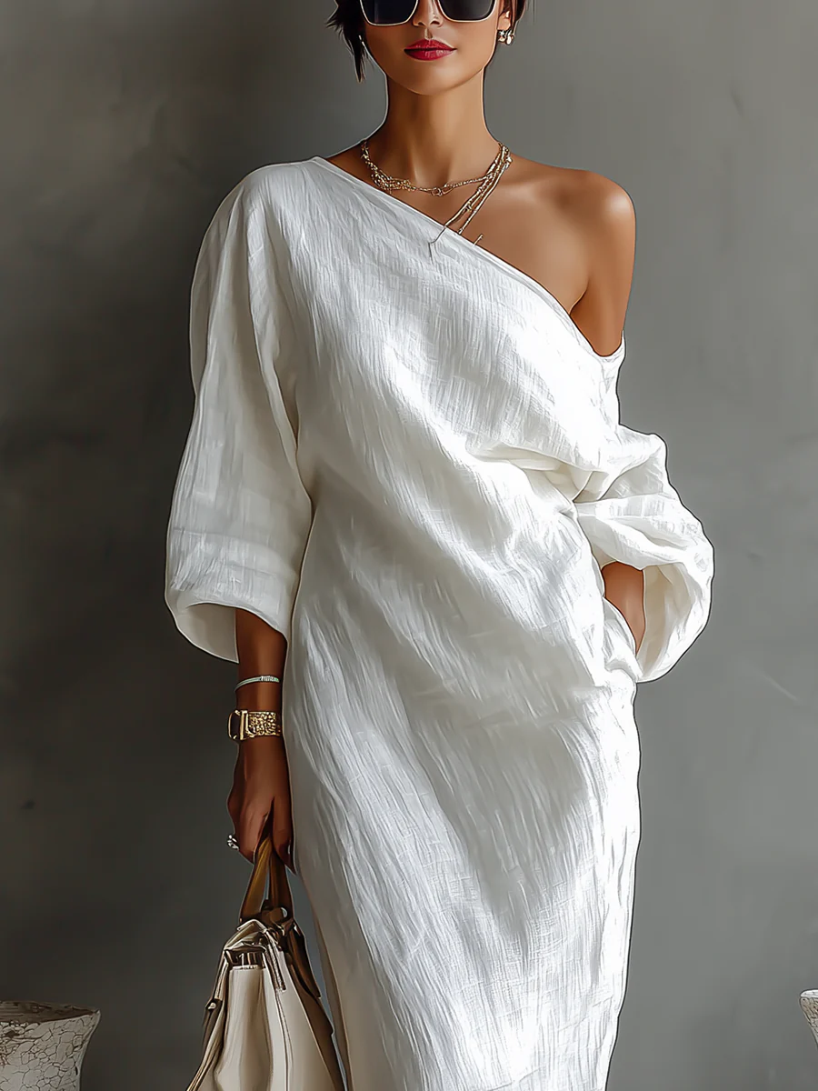 Leena | Robe maxi asymétrique et structurée