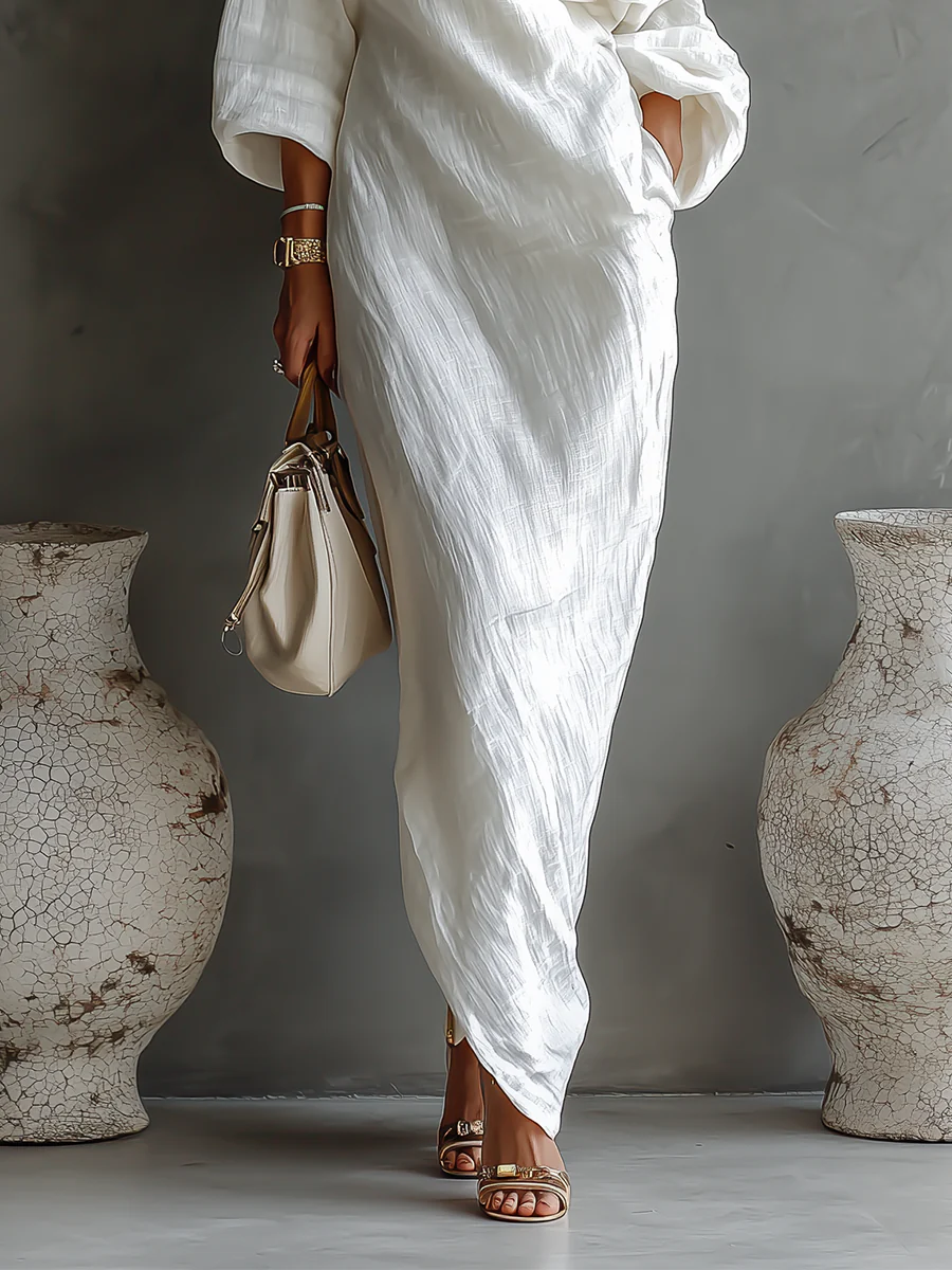 Leena | Robe maxi asymétrique et structurée
