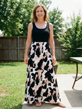 Zéphira | Robe maxi imprimée sans manches à encolure dégagée