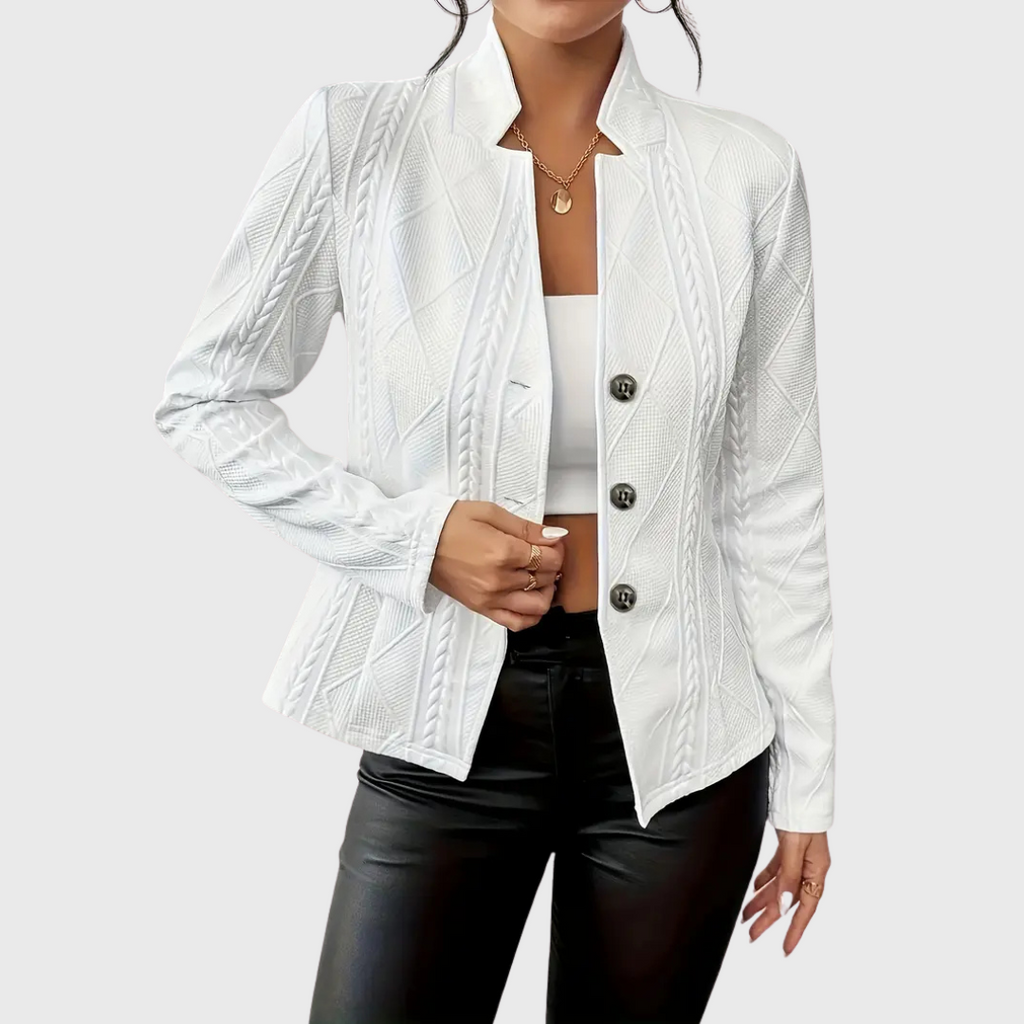 Blazer Femme avec Fermeture à Boutons et Coupe Légèrement Cintrée