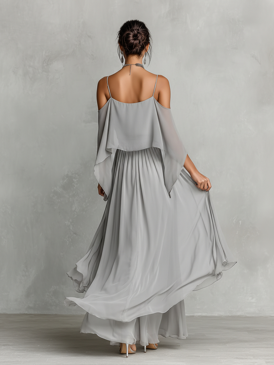 Ensemble Femme Été | Ensemble en Chiffon avec Épaules Dénudées & Pantalon Palazzo