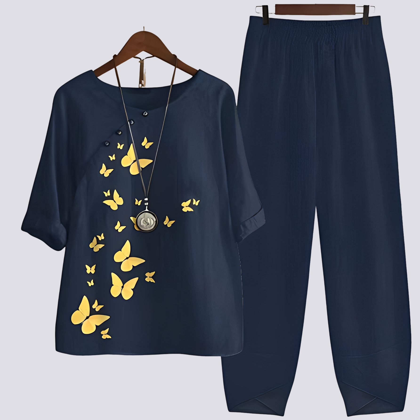 Ensemble Deux-Pièces Femmes | Motif Floral & Pantalon Ample en Style Été