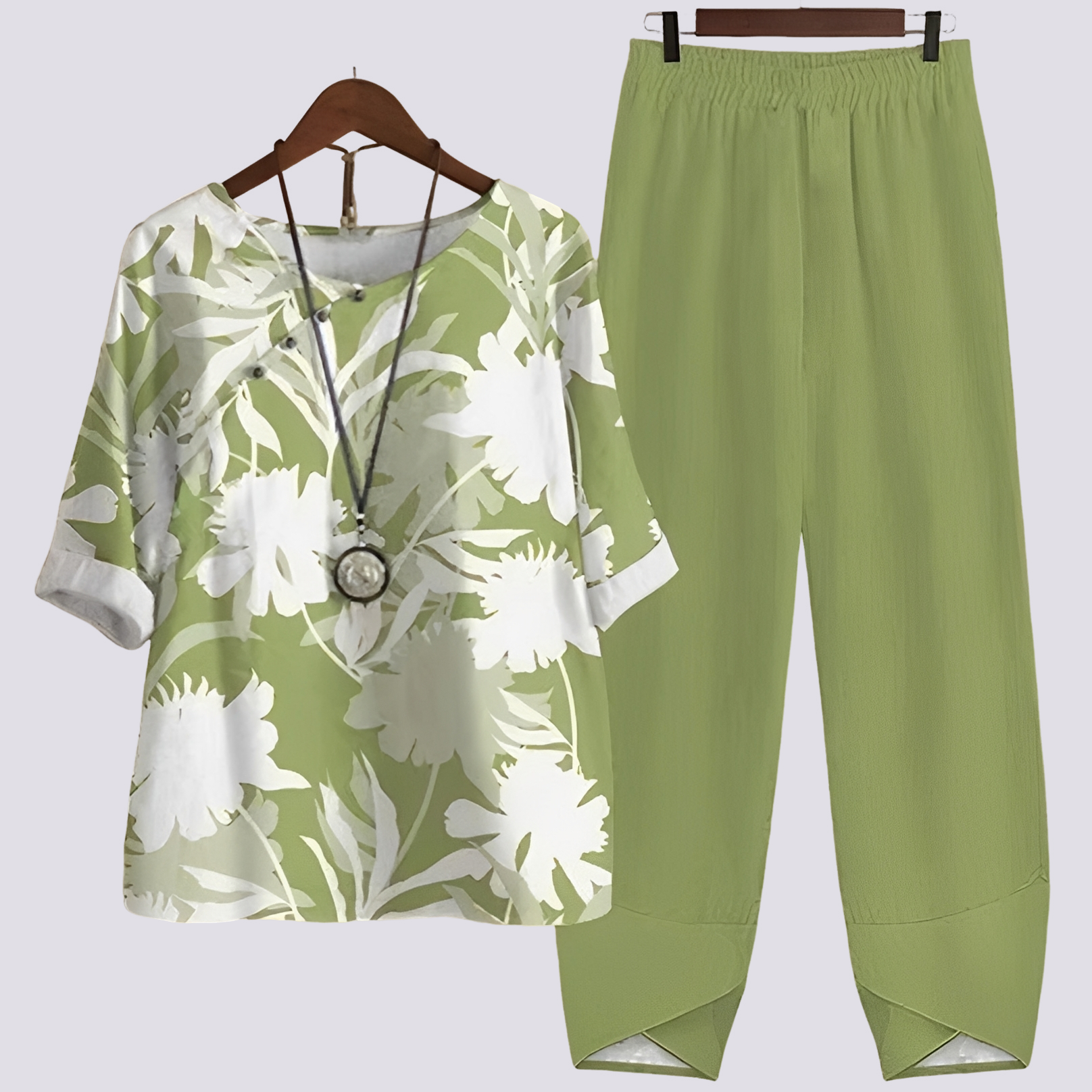Ensemble Deux-Pièces Femmes | Motif Floral & Pantalon Ample en Style Été