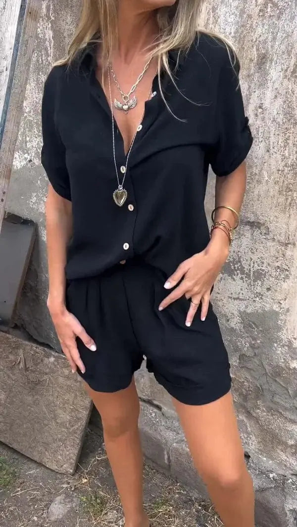 Ensemble Deux-Pièces Femme | Chemise en Lin & Shorts au Look Estival