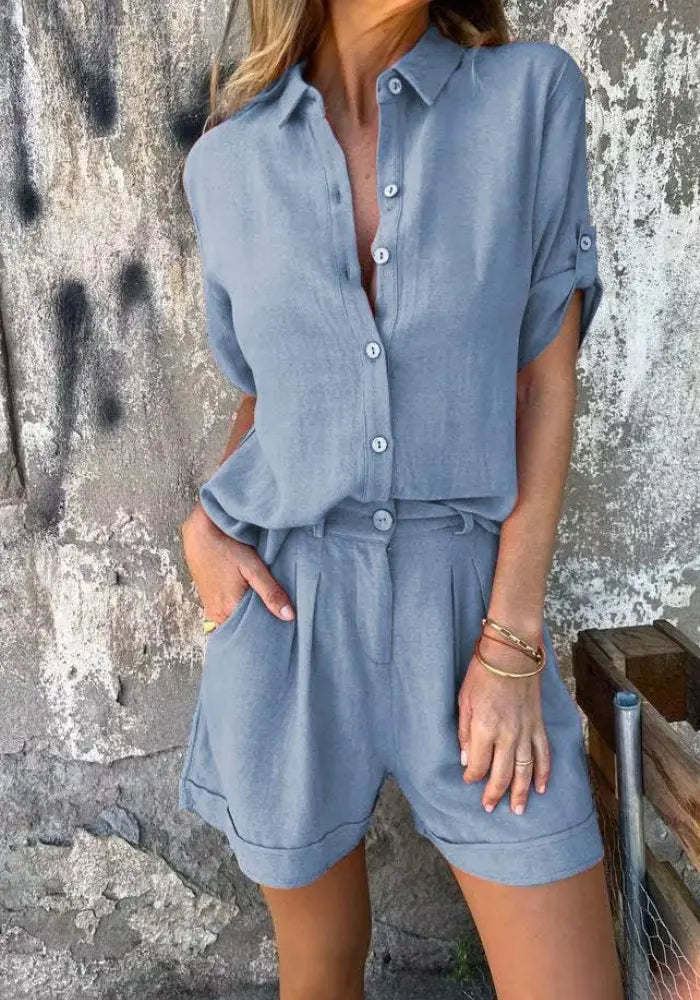 Ensemble Deux-Pièces Femme | Chemise en Lin & Shorts au Look Estival