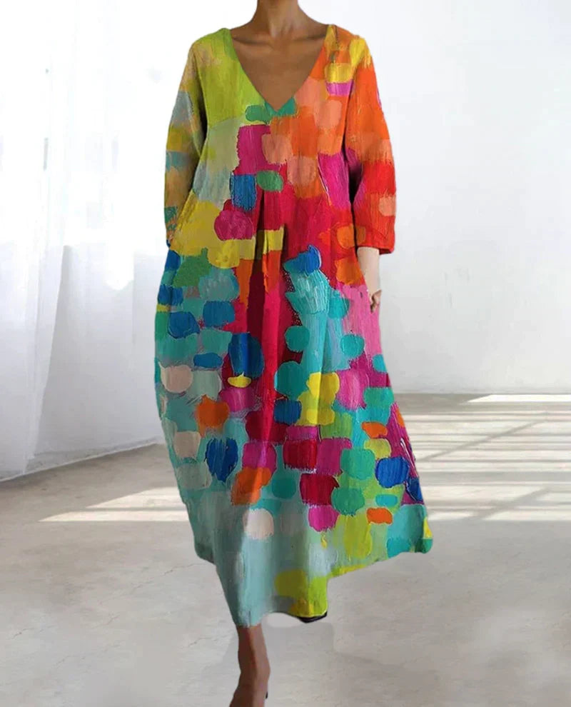 Carmina | Robe colorée avec décolleté en V