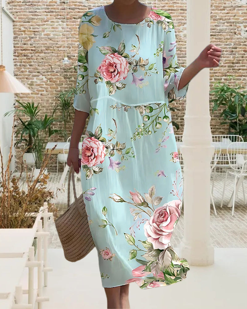 Miranda - Robe Fleurie Élégante, Qui Cache le Ventre