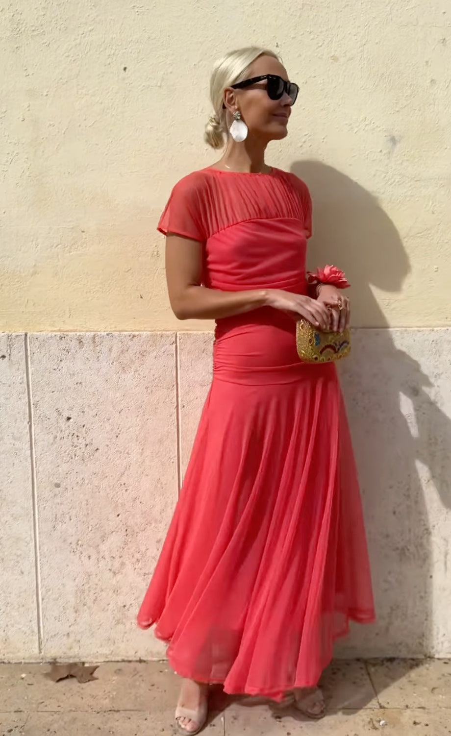 Lauren | Robe en chiffon à col rond pour femmes