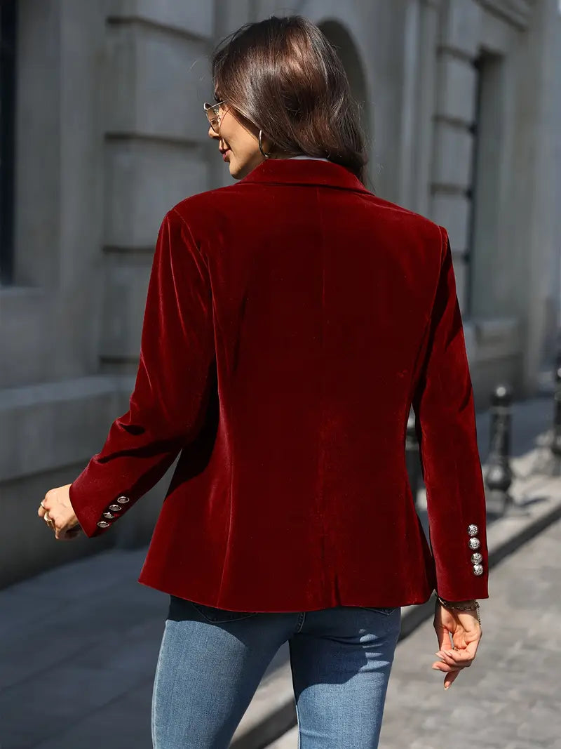 Sandrine - Blazer Élégant Velours Boutons