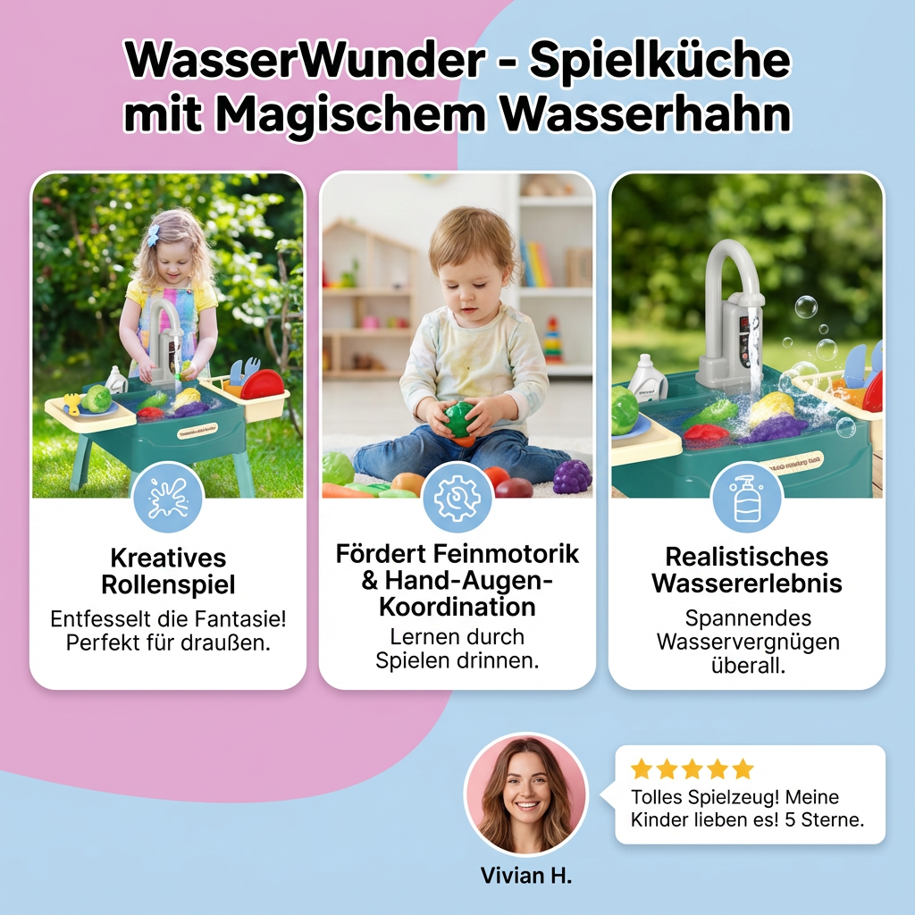 WasserWunder Cuisine de Jeu avec Robinet Magique pour Enfants