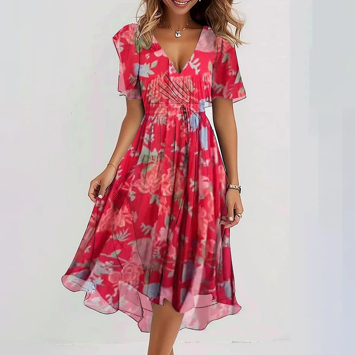 Eleonora - Robe élégante à manches courtes