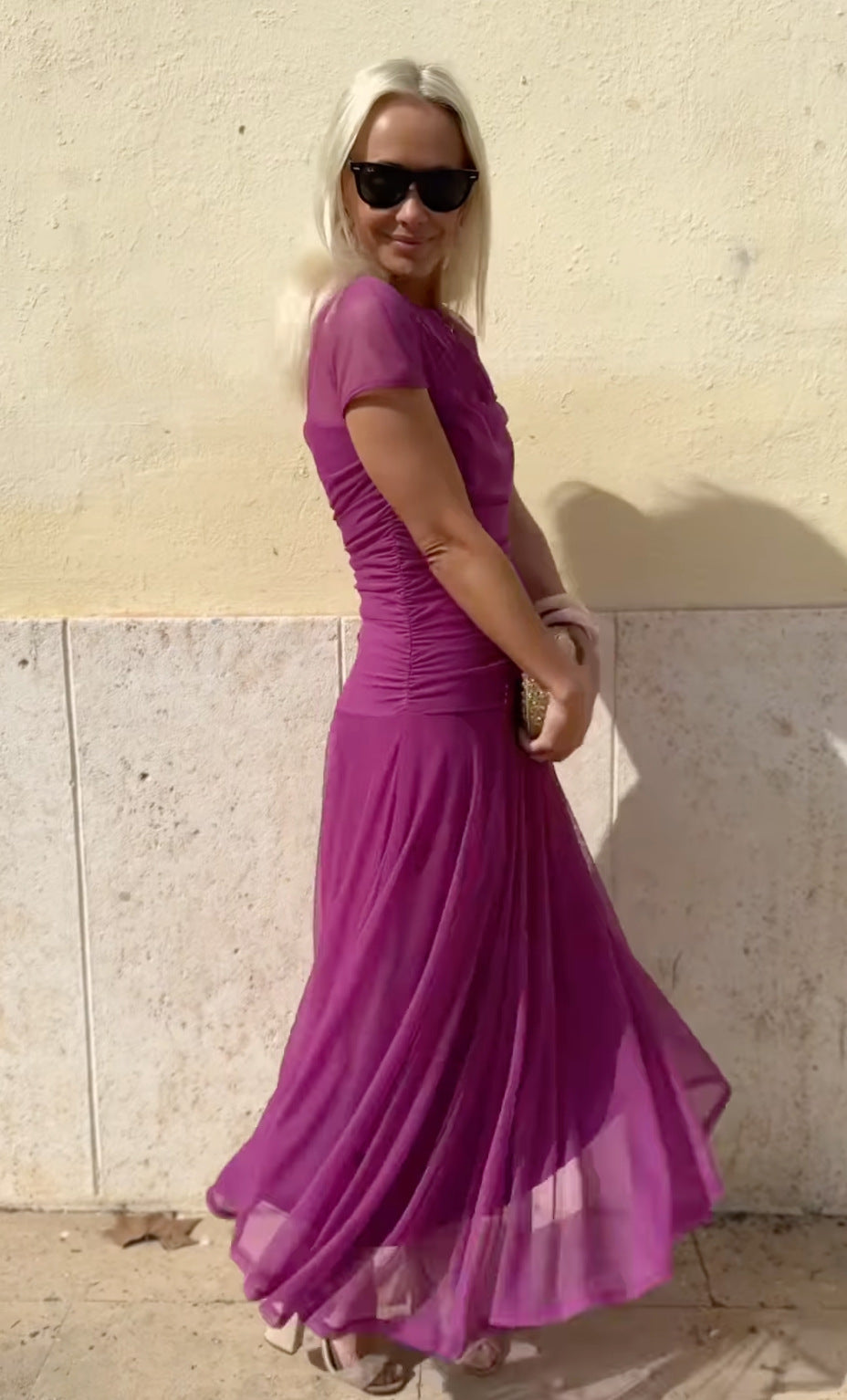 Lauren | Robe en chiffon à col rond pour femmes