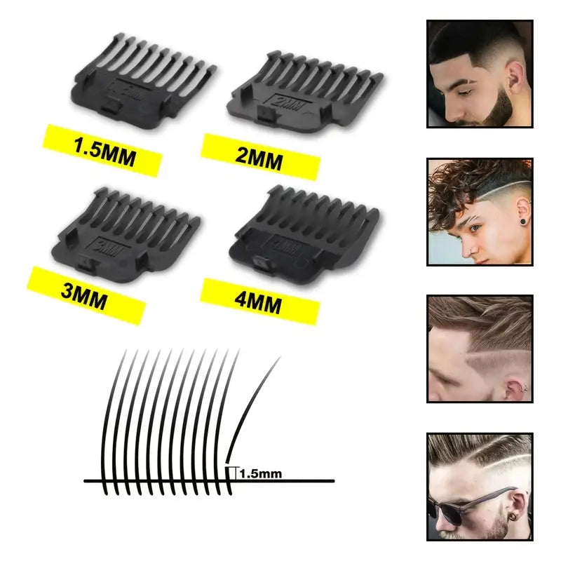 GroomMaster - Set de Soins Professionnels pour Cheveux et Barbe pour Hommes en 3 Pièces, Tondeuses Sans Fil avec Écran LED, Rechargeable par USB