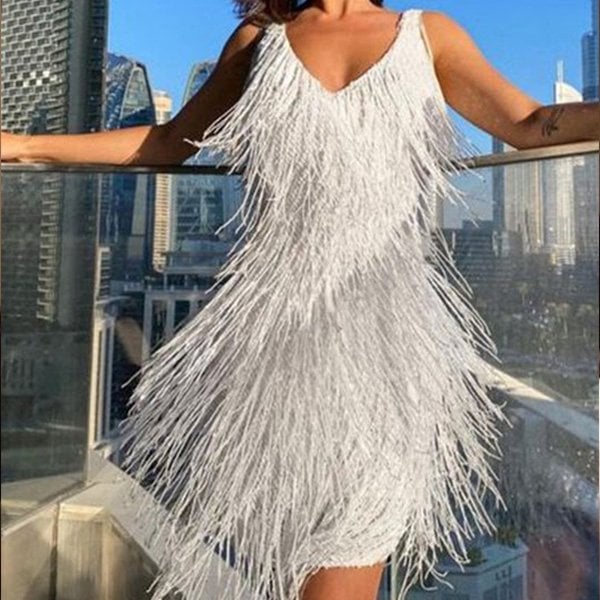 Kathryn | Robe de fête sexy à franges