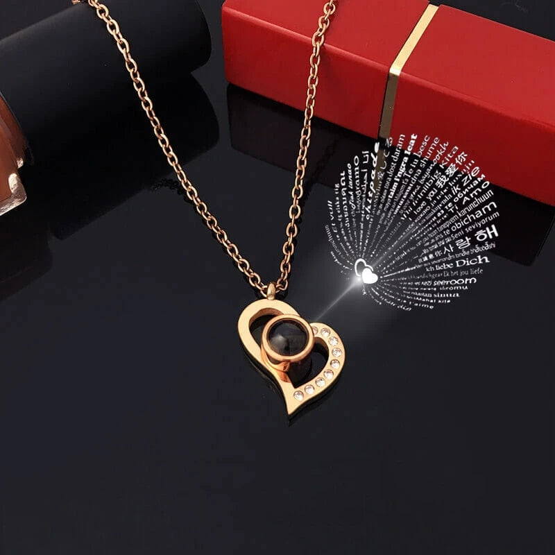 Collier romain | Rose éternelle et collier cœur | Coffret cadeau de luxe