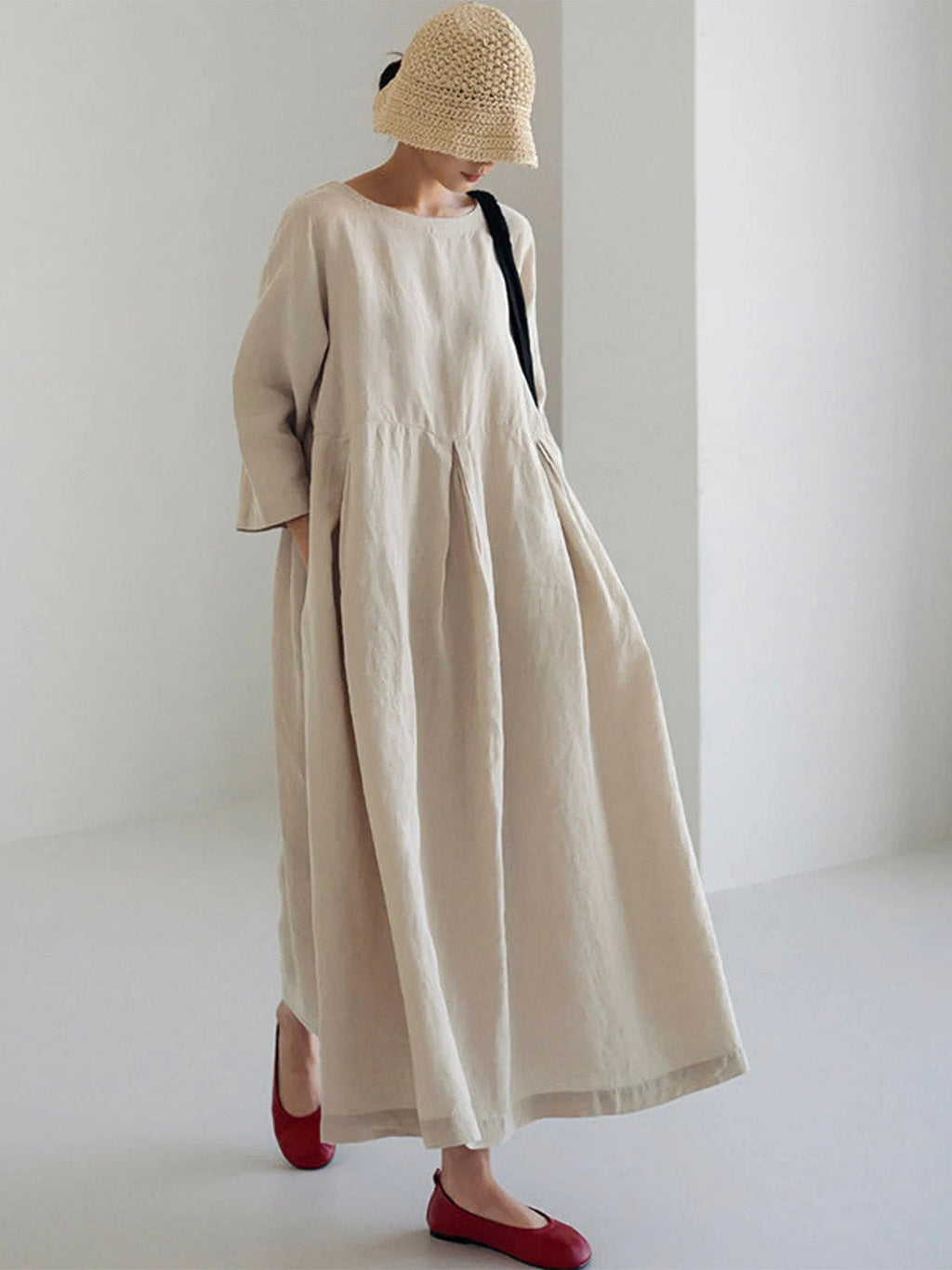 Ella - Robe en lin décontractée avec poches latérales