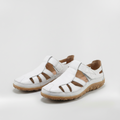 Sandales Fermées pour Femme Chaussures en Cuir avec Bandes et Semelle Très Confortable