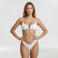 Bikini à Deux Pièces en Tissu Côtelé avec Top Push-Up et Fines Bretelles