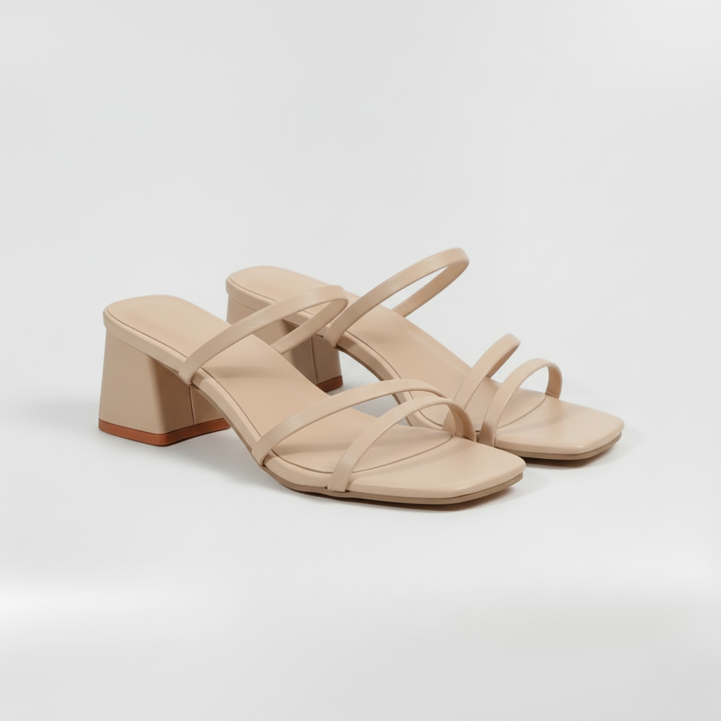 Sandales à Talons Moyens avec Bandes et Semelle de Soutien pour Femme
