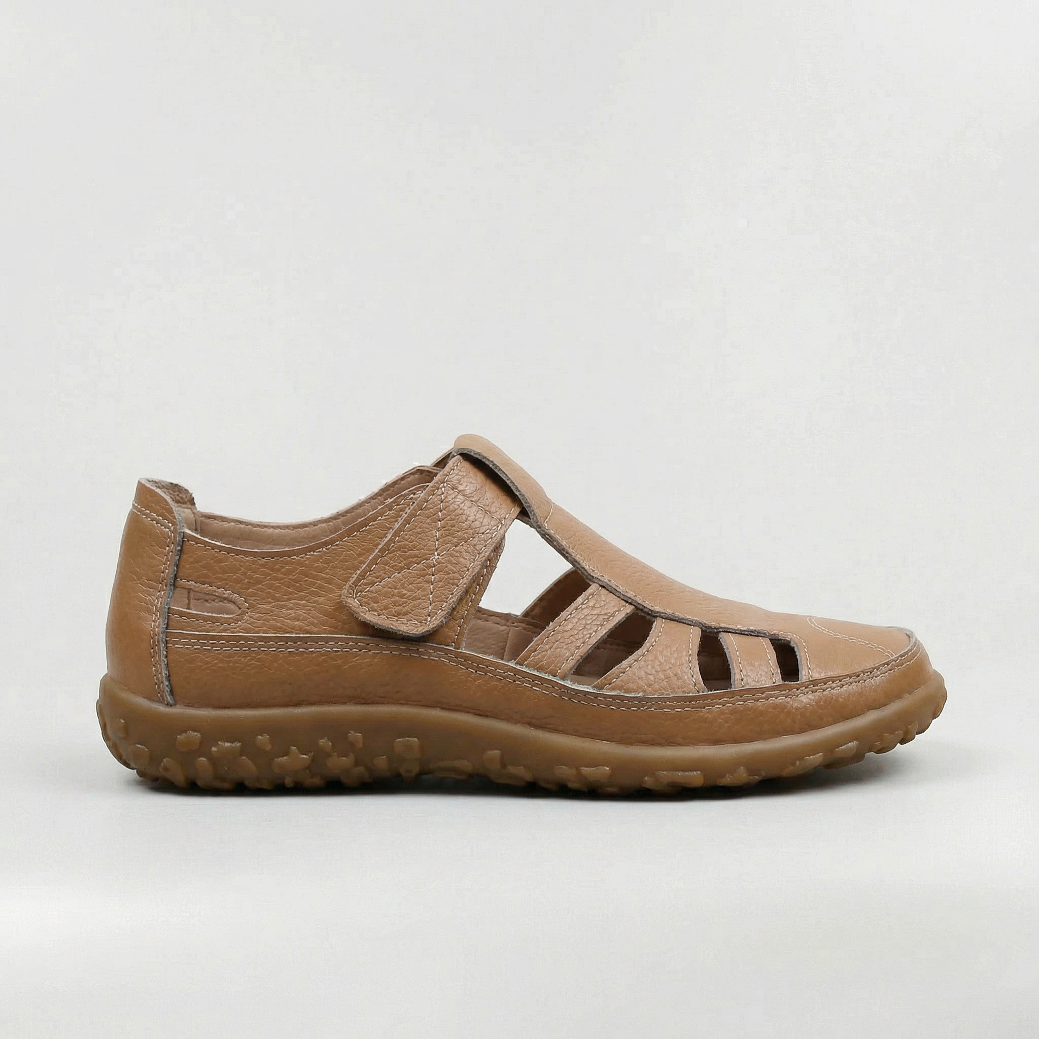 Sandales Fermées en Cuir pour Femme Chaussures de Promenade avec Sangle Réglable