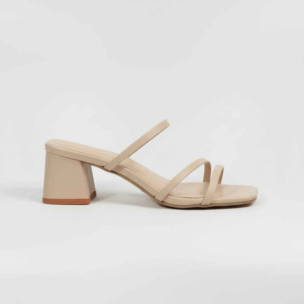 Sandales à Talons Moyens avec Bandes et Semelle de Soutien pour Femme