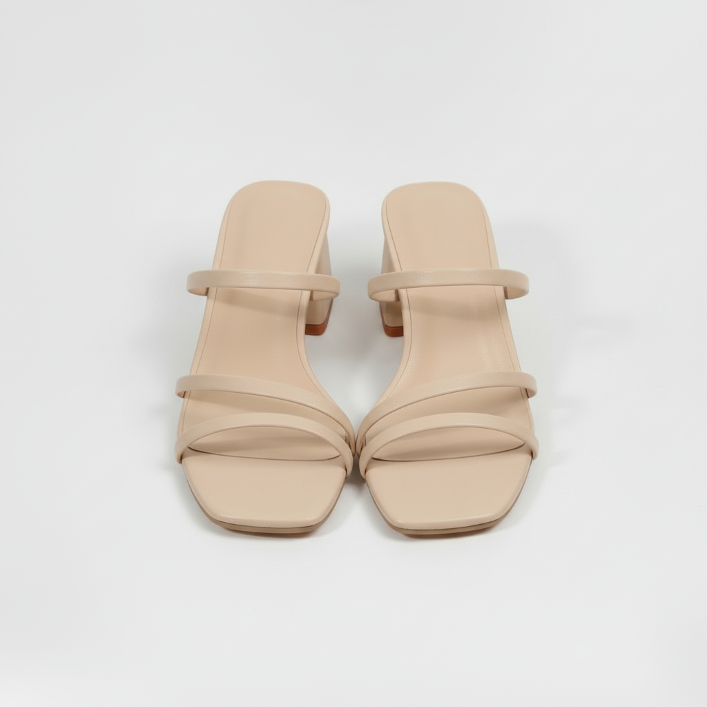 Sandales à Talons Moyens avec Bandes et Semelle de Soutien pour Femme