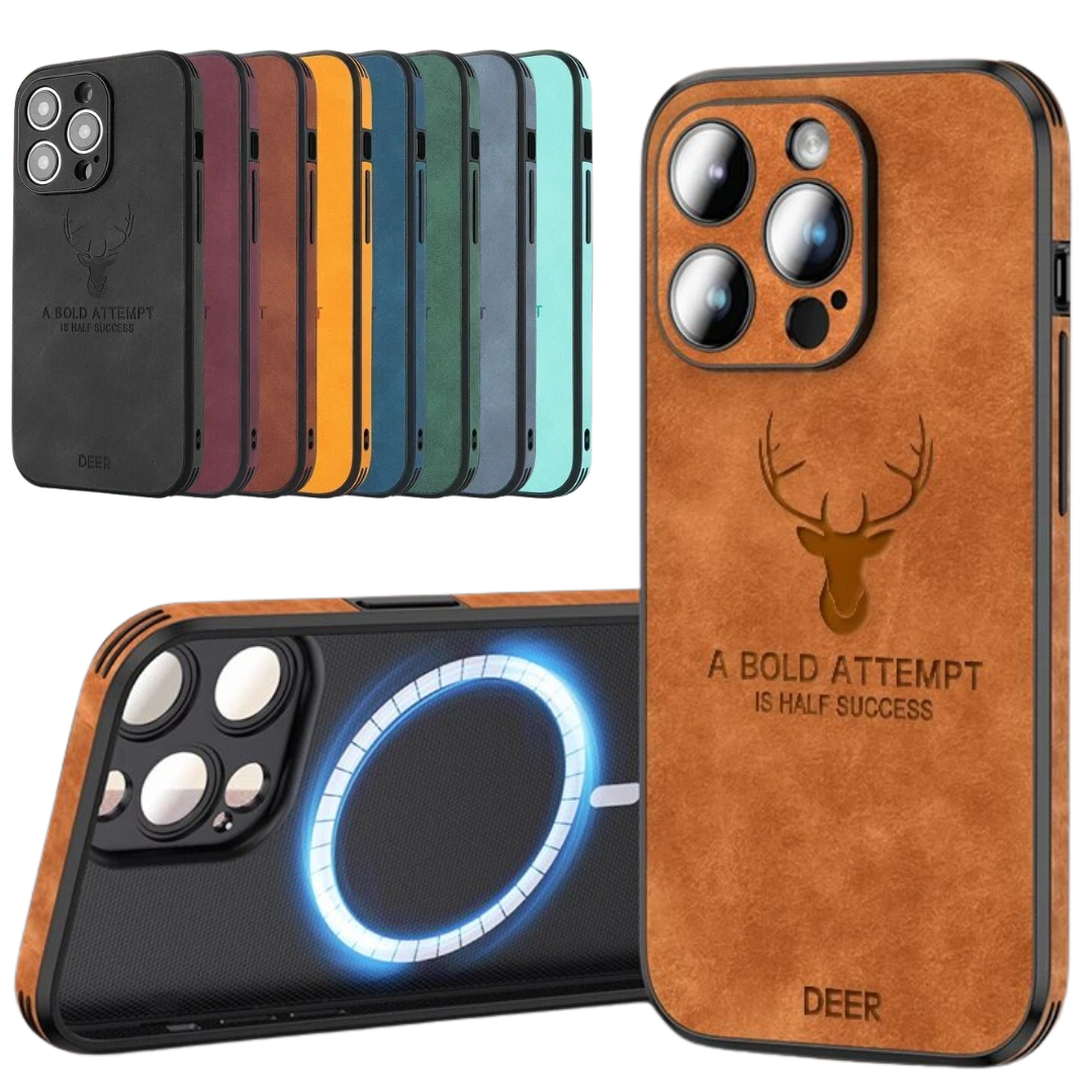 Deer - Étui en Cuir Luxe pour iPhone avec Design Élégant et Protection Antichoc