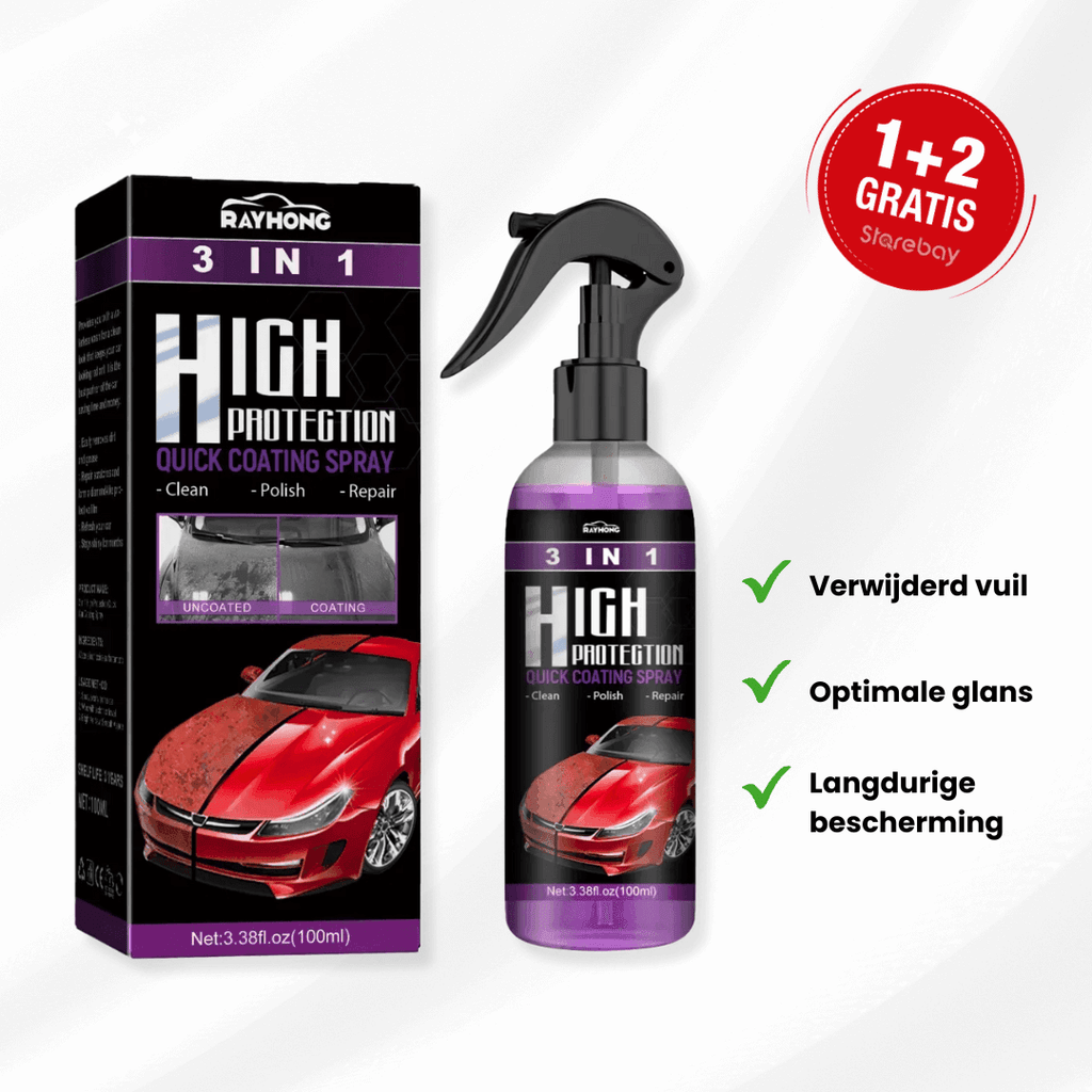 AutoGlanz - Spray de Revêtement Céramique Nano 3-en-1 | 1+2 Gratuit