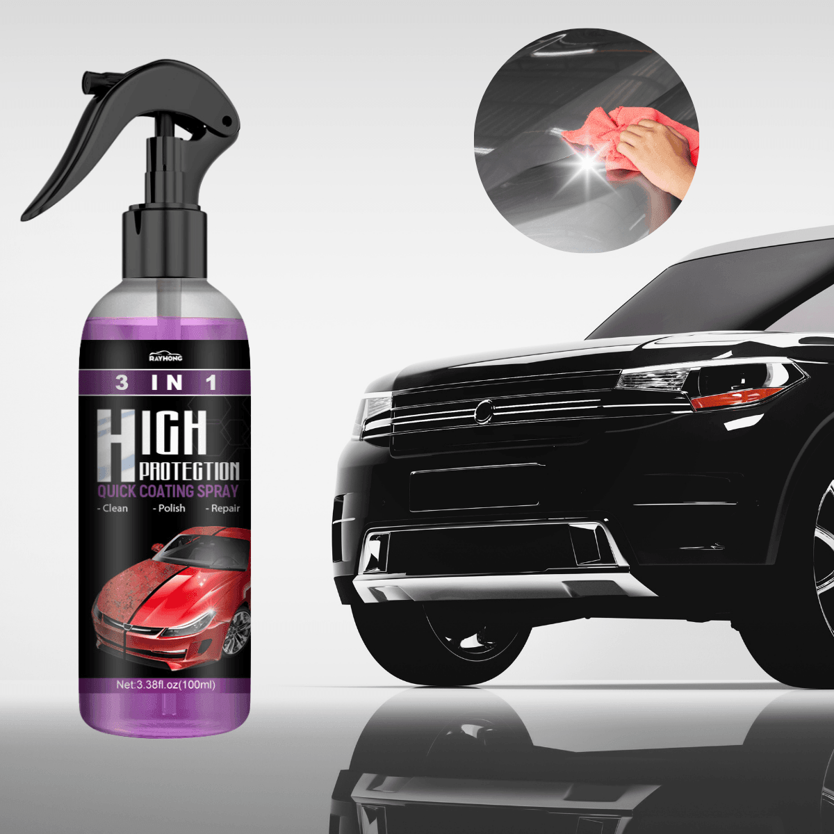 AutoGlanz - Spray de Revêtement Céramique Nano 3-en-1 | 1+2 Gratuit