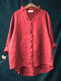 Zanel | Blouse ample avec décolleté en V et volants