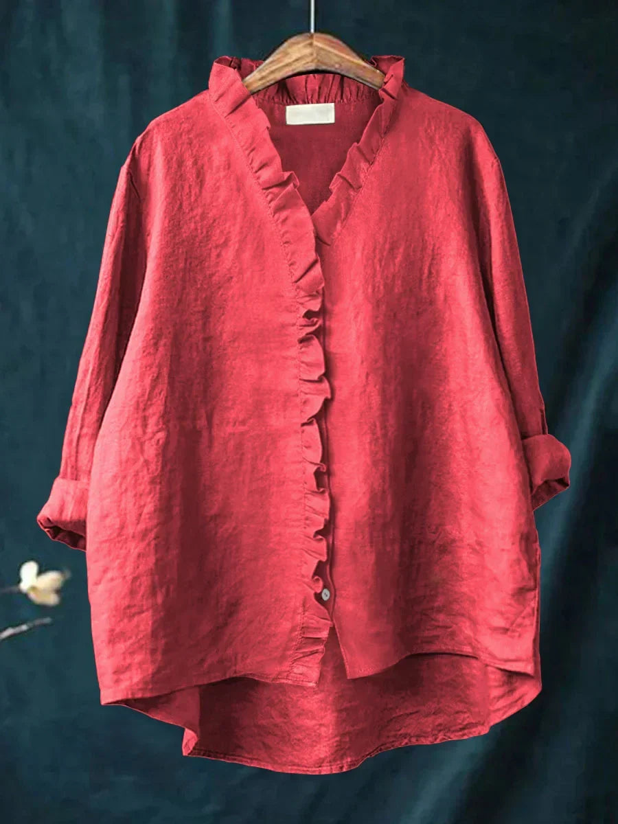 Zanel | Blouse ample avec décolleté en V et volants