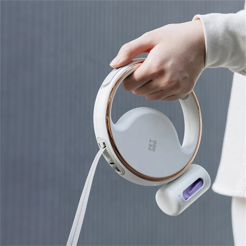 Laisse Automatique LumoLeash | Avec lumière LED & prise ergonomique | Mécanisme de rappel | Pour petits & moyens chiens
