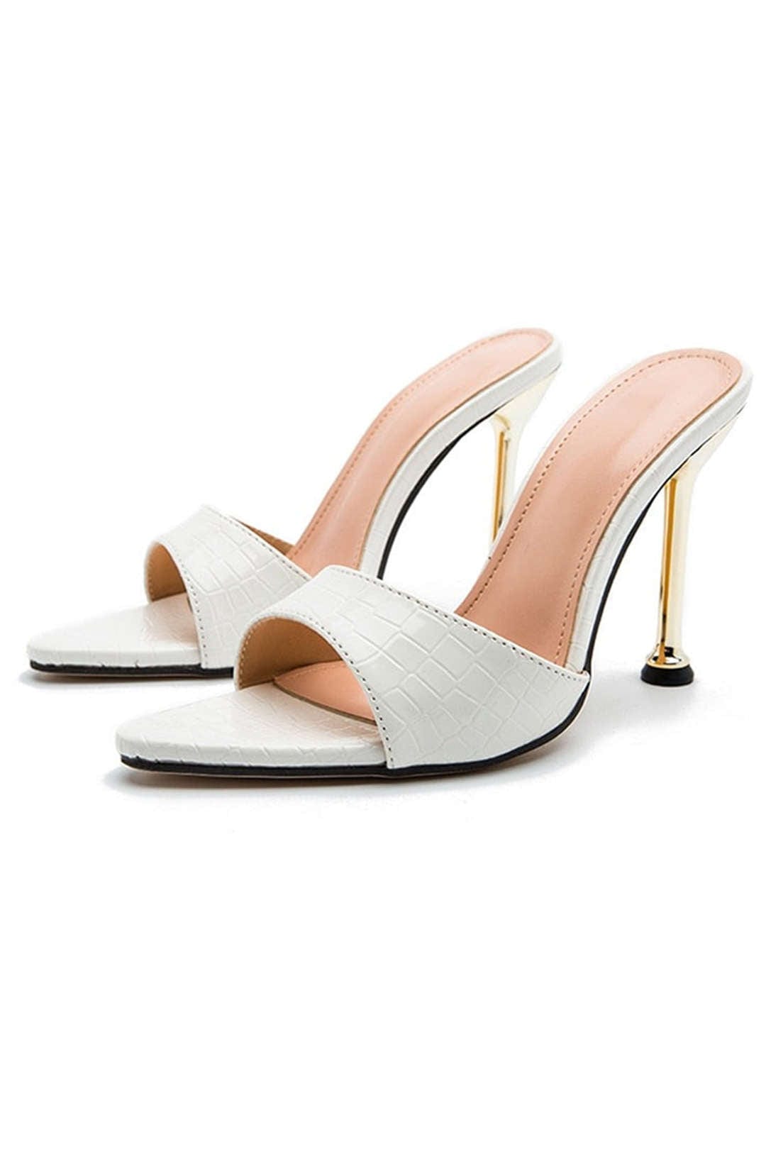 Isabelle Luxe Talons Mules en Crocodile Noir Embossé allient élégance