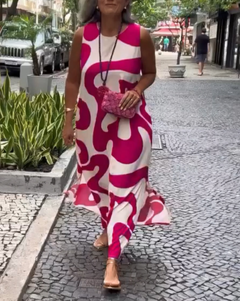 Bertha | Robe sans manches stylée avec imprimé géométrique