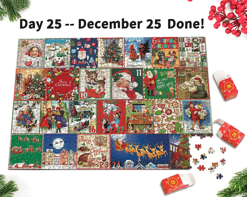 PuzzleJoy Calendrier de l'Avent Puzzle | Unique puzzle de 1000 pièces pour le plaisir quotidien !