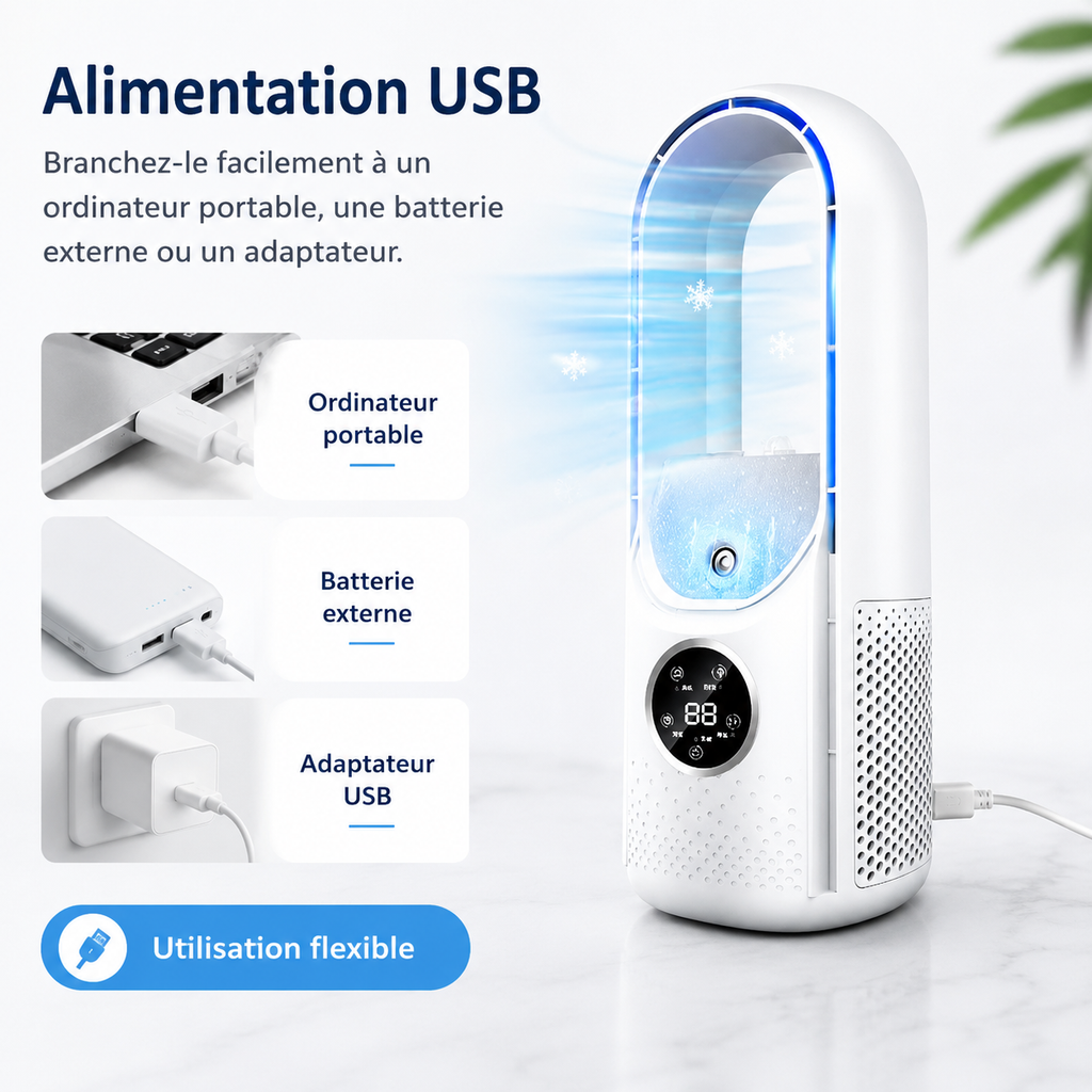 Climatiseur Portable Silencieux Sans Lame 2025 – Restez Frais et Confortable Cet Été, Où Que Vous Soyez