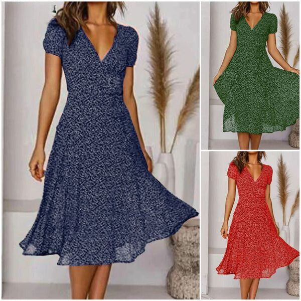 Robe A-ligne avec décolleté en V et ourlet flottant
