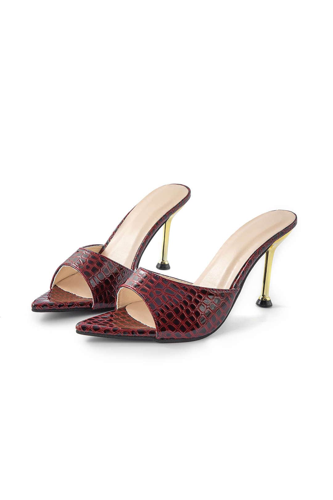 Isabelle Luxe Talons Mules en Crocodile Noir Embossé allient élégance