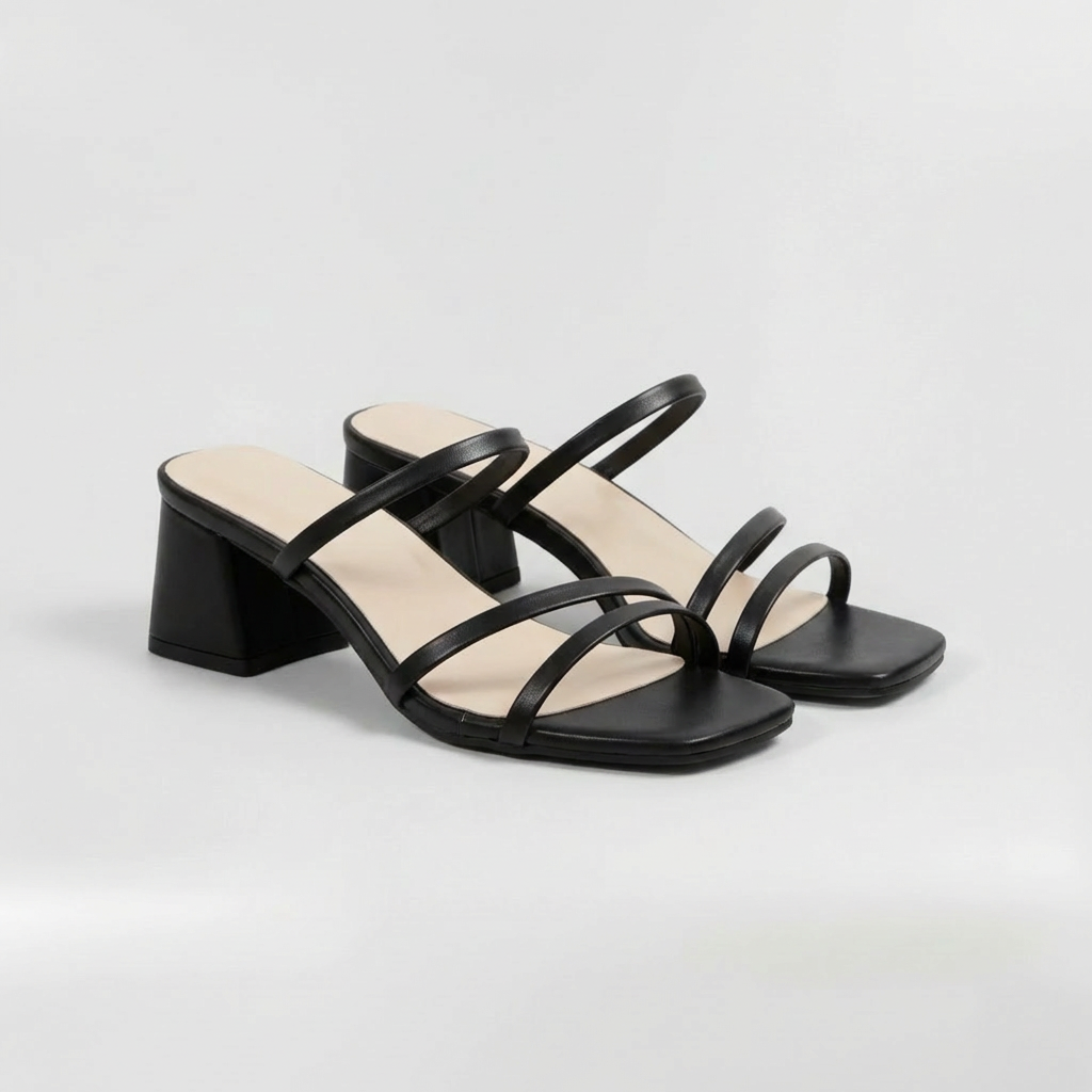 Sandales à Talons Moyens avec Bandes et Semelle de Soutien pour Femme