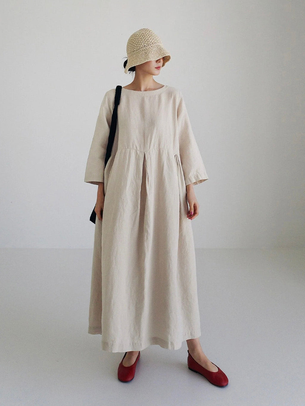Ella - Robe en lin décontractée avec poches latérales