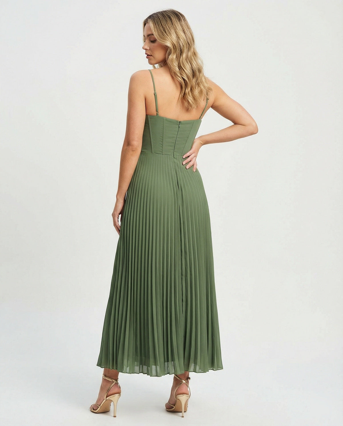 EB | Robe Midi Sans Manches Avec Bustier En Tulle Plissé
