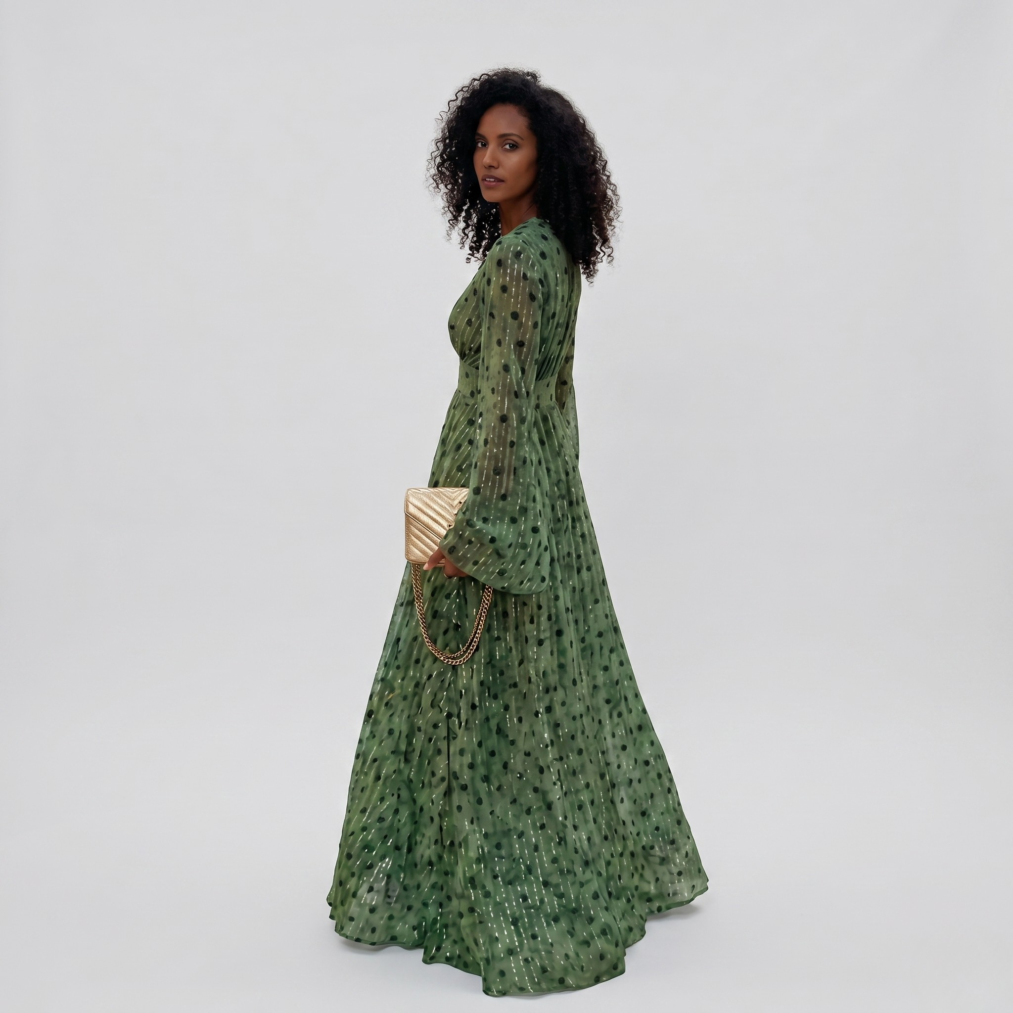 Robe Maxi Fleurie Bohème Femme Robe Longue Élégante Manches Longues Col V