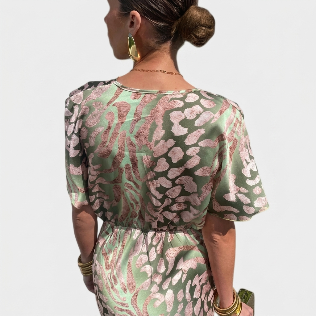 Robe Maxi Cache-Cœur Femme Élégante Robe Invitée Mariage Col V Fluide