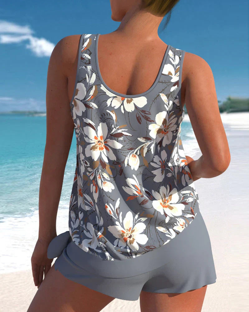 Ensemble de Tankini de Plage pour Femme avec Haut Sans Manches et Short