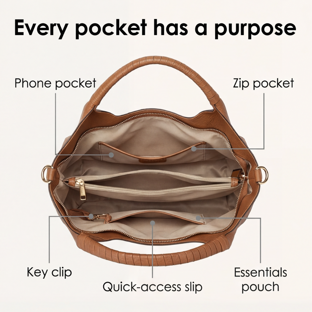 Sac Hobo Quotidien en Cuir Souple Carrina