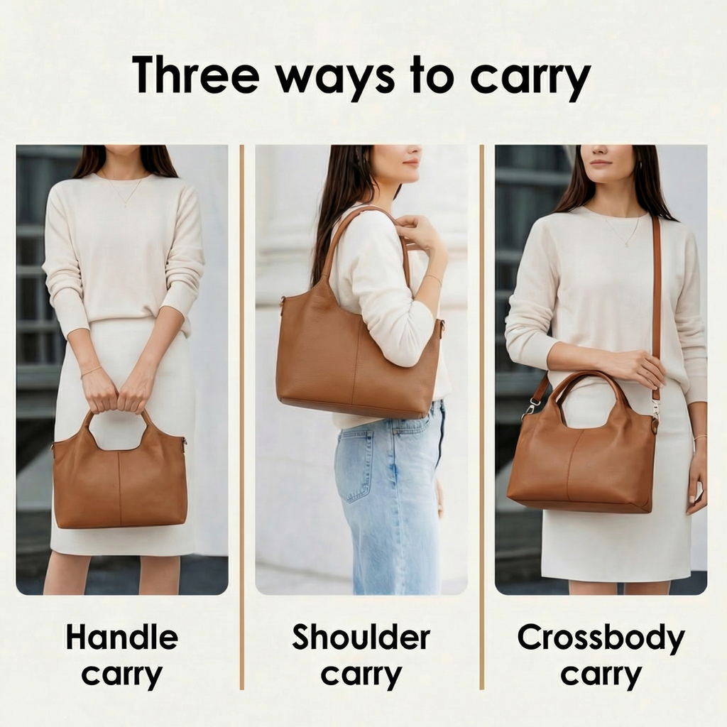 Sac Hobo Quotidien en Cuir Souple Carrina