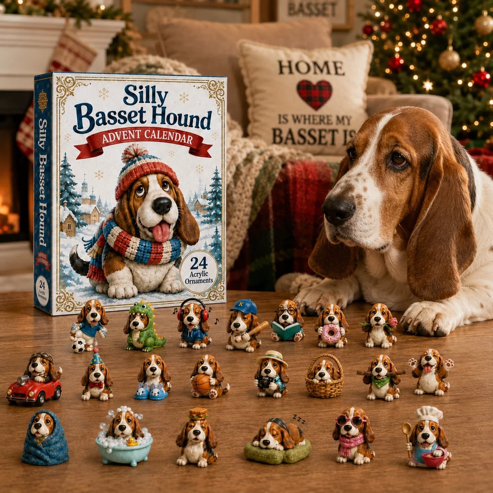 Calendrier de l'Avent Basset Hound Fou 2026 – 24 Jours de Surprises
